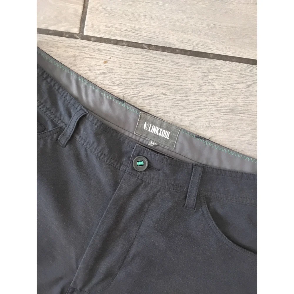 Linksoul Boardwalker Pants Mens 33 Charcoal Grey Golf Performance Chino Trousers